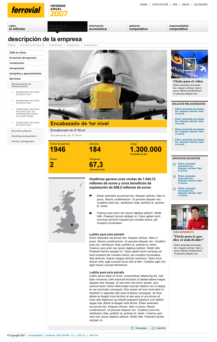 Página del Informe Anual 2007 de Ferrovial