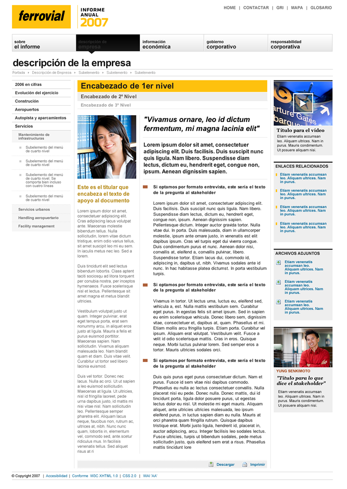 Página del Informe Anual 2007 de Ferrovial