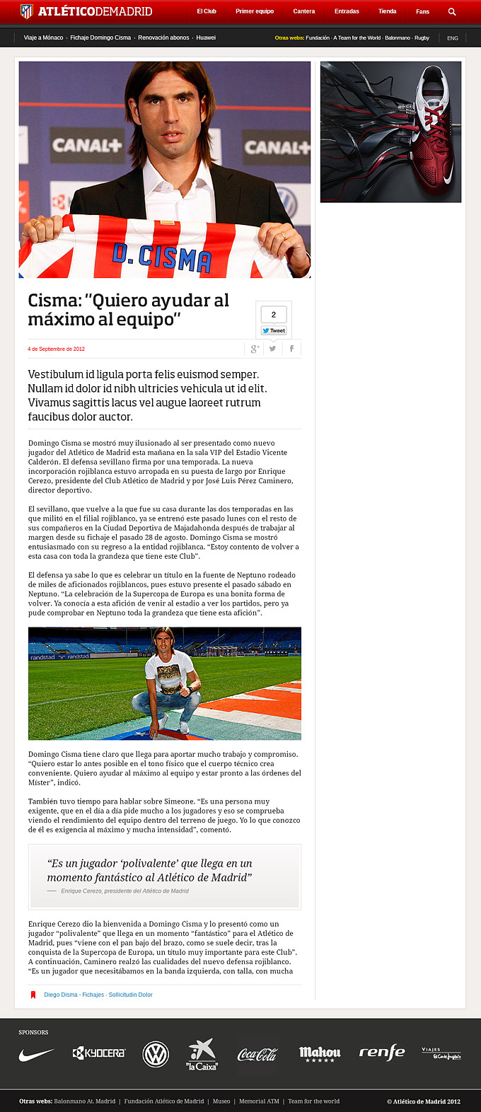 Plantilla de noticia de ClubAtleticodeMadrid.com