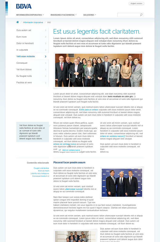 Plantilla de página interior de BBVA.com