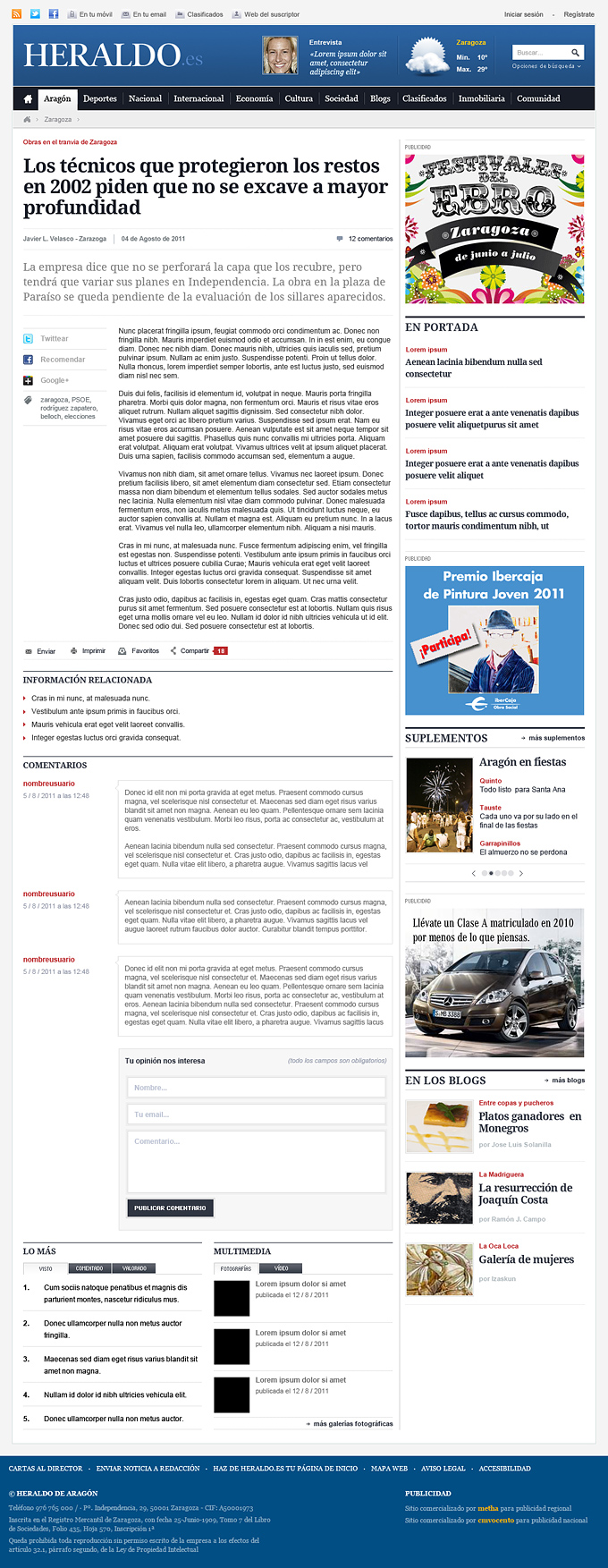 Plantilla de noticia de Heraldo.es